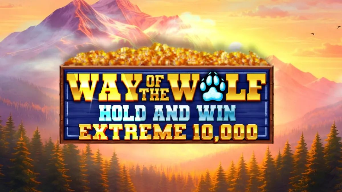 Tampilan visual mesin slot Way of the Wolf dengan tema hutan malam dan serigala.