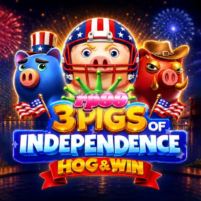 Tampilan visual slot 3 Pigs of Independence Hog & Win dengan tema patriotik